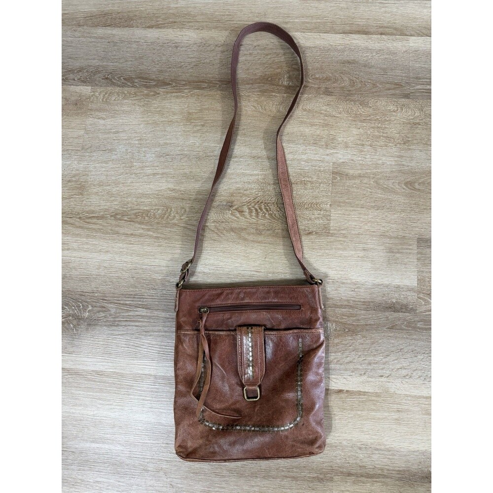 Y2K Lucky Brand Brown Leather Crossbody Purse Boho 2000s